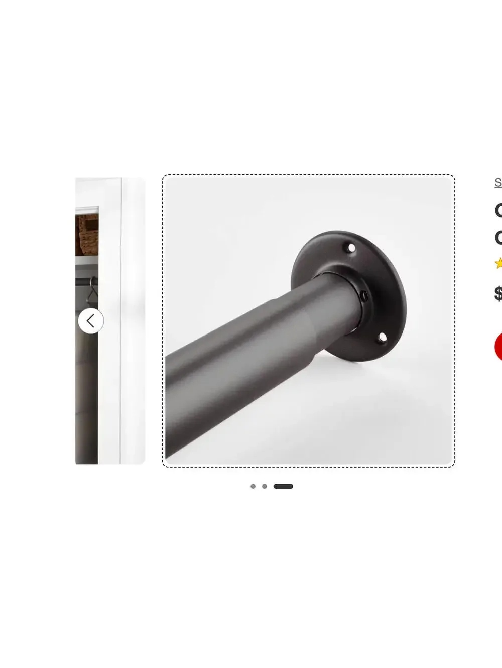 Closet Rod Connector Bar Adjustable Steel Rod Clothes 33 to 60 Inch Holds 44 lb